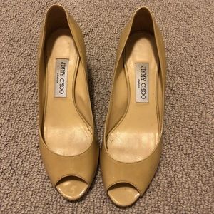 Jimmy Choo Shoes - Jimmy Choo Peep Toe 1.5 Inch Nude Pumps Jimmy Choo Shoes - Jimmy Choo Peep Toe 1.5 Inch Nude Pumps